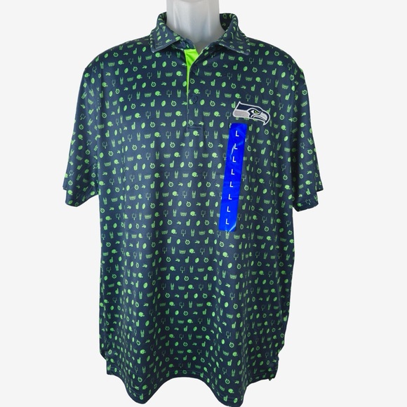 Antigua Other - Antigua Seattle Seahawks Navy Green Team Graphic Polo Shirt